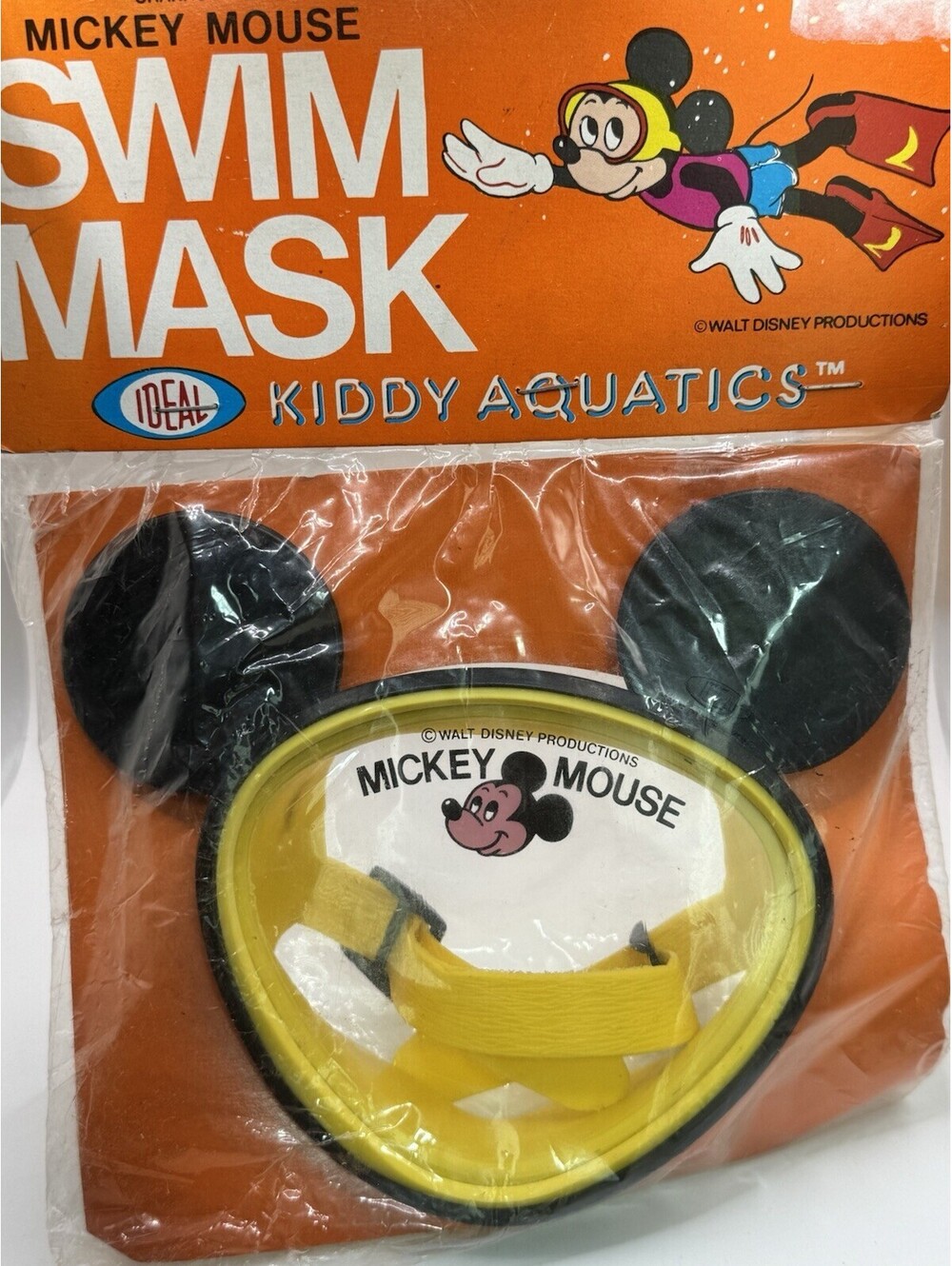 NOS Vintage Walt Disney Mickey Mouse Swim Mask Ideal Toys Kiddy Aquatics 1970s